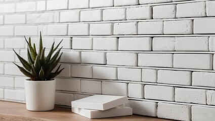 Clean white bricks wall as product mockups. 