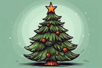 Abstract drawing of a Christmas tree. Merry Christmas and Happy New Year concept. Background with copy space