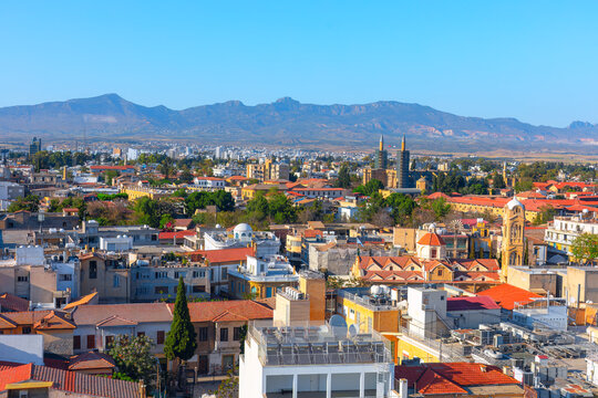 Fototapeta Seeing Nicosia city from above offers a breathtaking view of the Cypriot capital