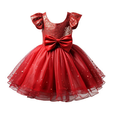 Red children dress for Christmas. Ai generated image