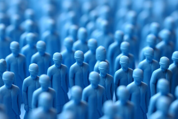 A crowd of blue people. Business team community and networking