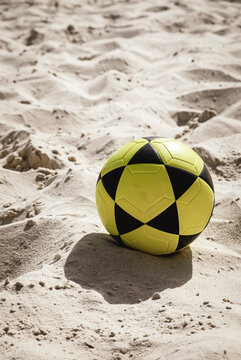 Beach soccer ball on the beach sand
