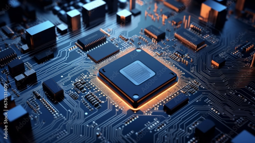 Poster circuit board. technology background. central computer processors cpu concept. motherboard digital c