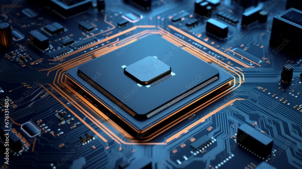 Poster circuit board. technology background. central computer processors cpu concept. motherboard digital c