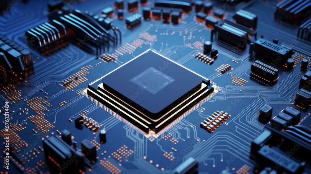Poster circuit board. technology background. central computer processors cpu concept. motherboard digital c