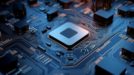Fototapeta premium Circuit board. Technology background. Central Computer Processors CPU concept. Motherboard digital chip. Blue digital concept