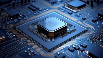 Fototapeta premium Circuit board. Technology background. Central Computer Processors CPU concept. Motherboard digital chip. Blue digital concept