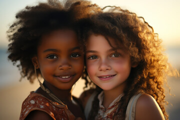 A pair of childhood friends, one with ebony skin and the other with porcelain-like complexion,...
