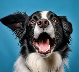 A border collie is sticking its tongue