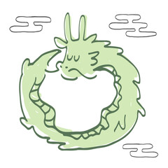 年賀状に使えるシンプルで可愛い手描きの龍