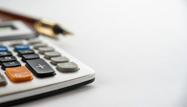 Escena de contabilidad. Calculadora antigua y lapiz para calcular gastos y planillas en papel