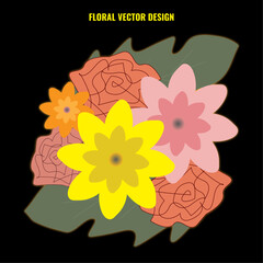 Floral vector fashionable t shirt design.