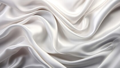 Fototapeta premium Elegant closeup of slightly crumpled white silk fabric, perfect for luxury background design