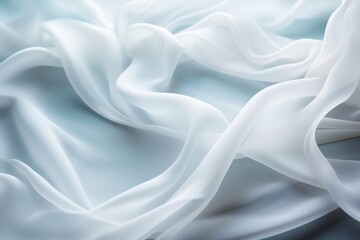 Fototapeta premium Closeup of elegant crumpled white silk fabric cloth luxury background texture design