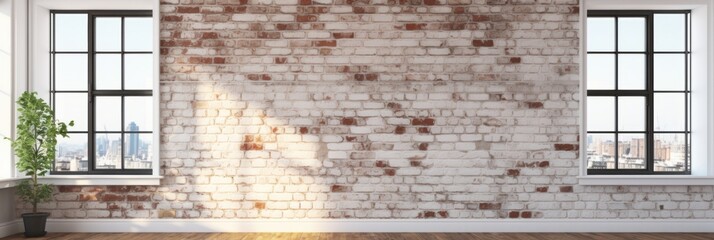 Obraz premium Vintage white painted brick wall background with distressed texture for a rustic atmosphere