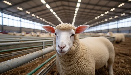 Majestic rams and cute lambs at an idyllic farm, showcasing natures beauty   high quality image