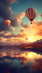 Fototapeta premium hot air balloon at sunrise