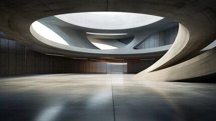 3d render of abstract futuristic architecture with empty concrete floor