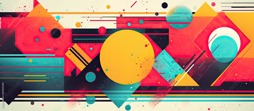 Poster the abstract geometric pattern in the background of this retro inspired party poster adds a creative
