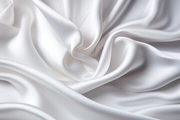 Obraz premium Elegant crumpled white silk fabric with luxurious texture stunning background design.