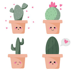 Cactus Set vector illustration on white backgraund