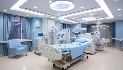 High tech equipment and cutting edge medical devices in a state of the art modern operating room