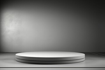 Gray background for product presentation with beautiful lights. Abstract empty white podium on grey background. Mock up stand for product presentation
