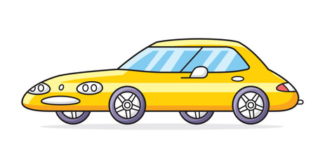 Yellow luxury sports car isolated vector illustration
