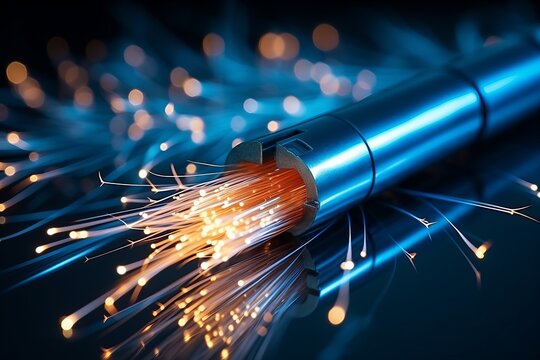 Fiber optic cable wire light background with bokeh for optic communication   16k super quality