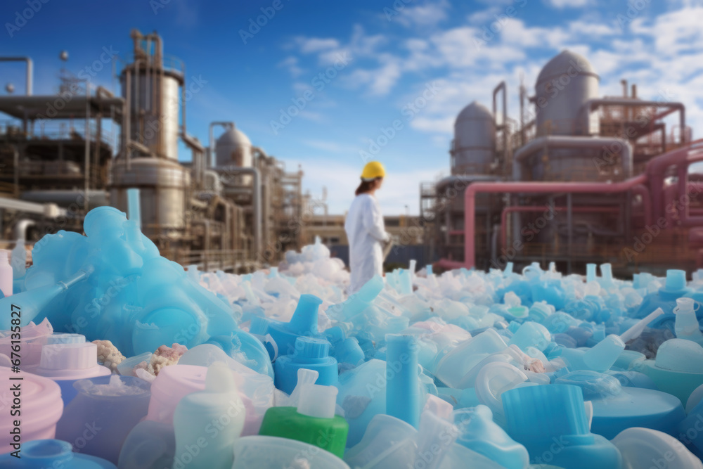 Poster the refining of non-recyclable plastics into bio-based materials at a bio-refinery, contributing to 