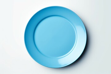 Blue plate placed on a white background