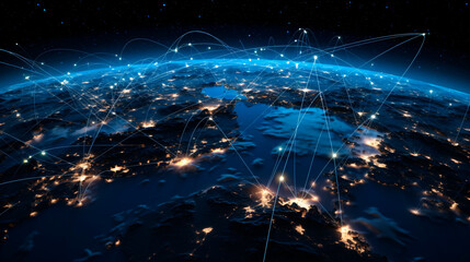 Interconnected system of Earth's satellites around the planet