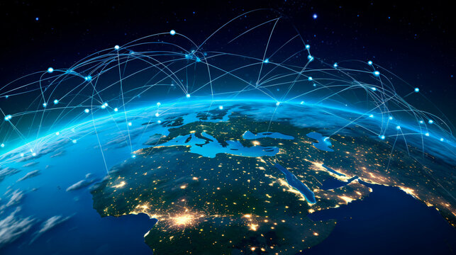 Interconnected system of Earth's satellites around the planet