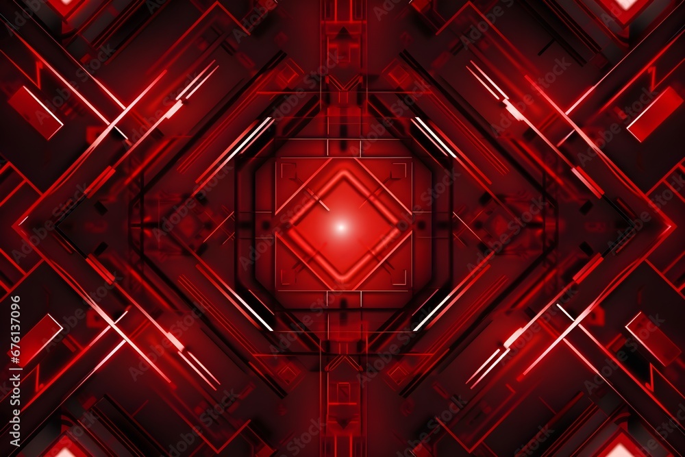 Wall mural red abstract technology pattern background