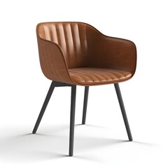 Brown chair on white background, modern furniture