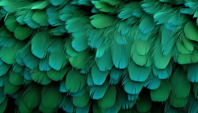 Captivating digital art featuring vibrant green bird feathers on a textured background