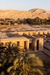 aerial view of  ancient egyptian temples in the desert of luxor egypt