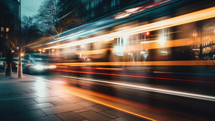 Blurred City Lights in Motion: a Vibrant Urban Landscape at Night