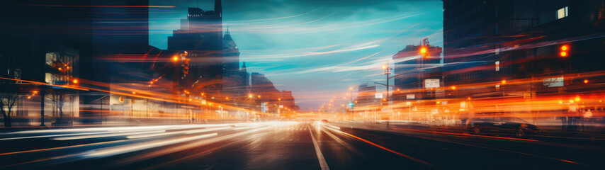 Blurred City Lights in Motion: a Vibrant Urban Landscape at Night