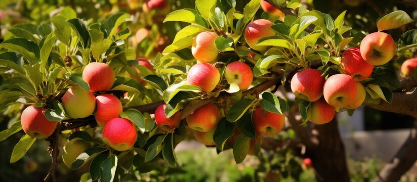 In the tropical garden amidst the green foliage and vibrant flowers an apple tree stood tall bearing succulent fruits that promised a healthy snack The aroma of freshly baked custard filled