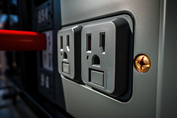 A close-up of an electrical outlet, emphasizing the connection between devices and power sources. Generative Ai.