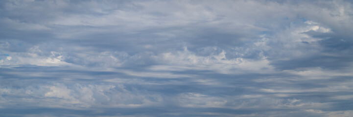 gray sky with stormy dramatic clouds - panorama - obrazy, fototapety, plakaty