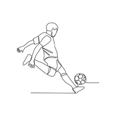 One continuous line drawing of a football player who is competing on the field vector illustration. Sports design illustration simple linear style vector concept. Football player vector design concept