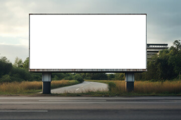 A blank street billboard in a suburban setting, available for local advertising ideas. Generative Ai.