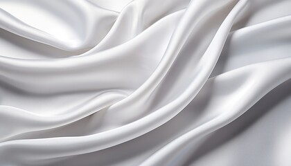 Closeup of elegant white silk fabric cloth background with slight crumpling   luxury texture design
