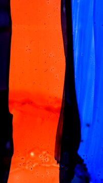 Vertical Video Red Blue Painted 16mm Film for Organic Dynamic Background or Overlay for Social Media Videos Authentic Vintage Hand Drawn College Film 4K Scan