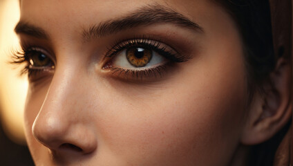 Fototapeta premium Closeup shot of woman brown eye
