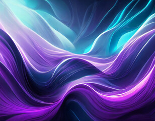 Obraz premium Abstract blue and purple liquid wavy shapes futuristic background. Glowing retro waves