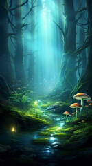 Obraz premium Mushrooms Growing in a Fantasy Forest
