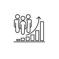 population growth icon, increase social development, global demography, people evolution chart, thin line symbol on white background - editable stroke vector